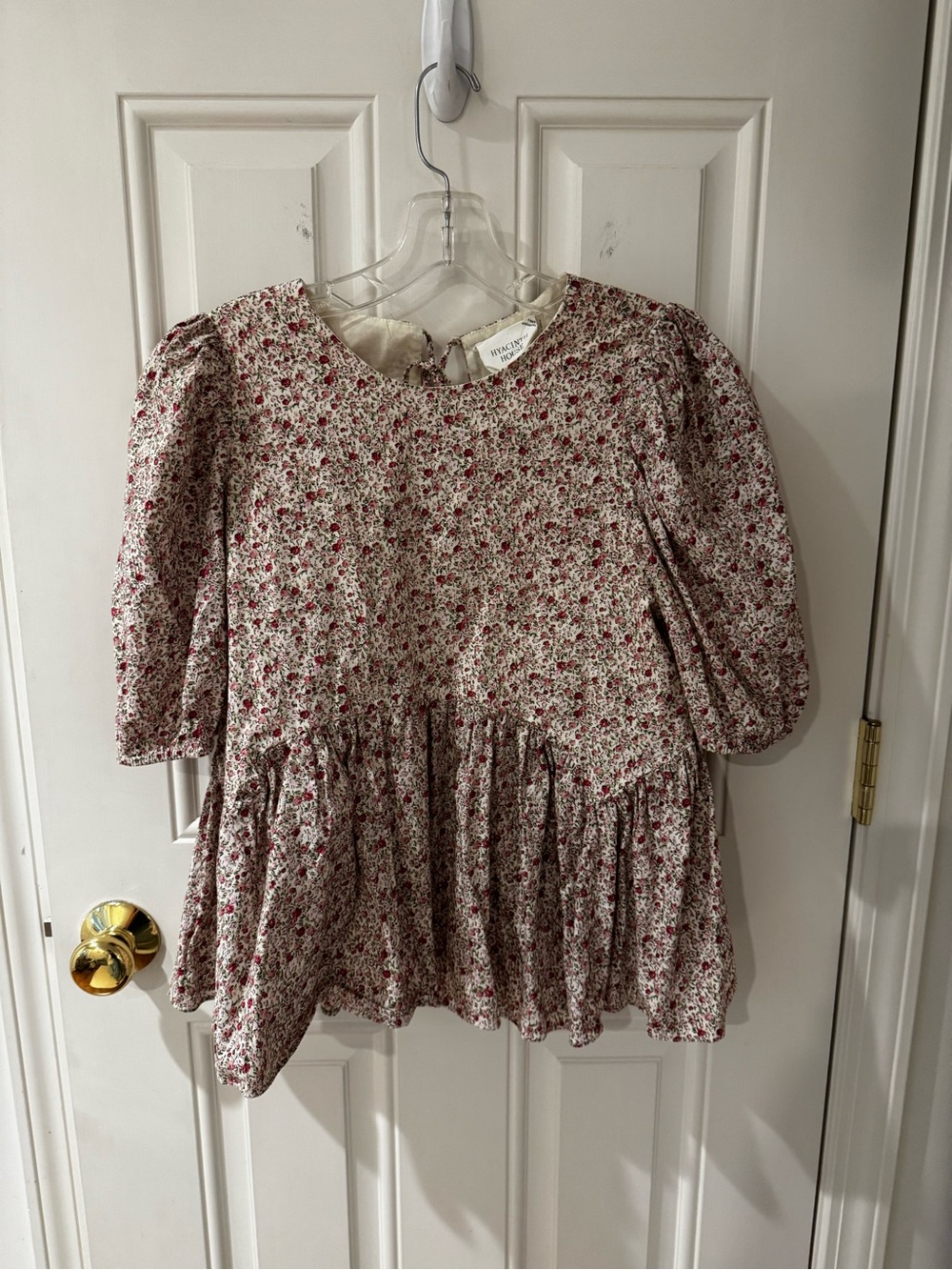 Small floral print women’s top - cream with pink red accents tuckernuck